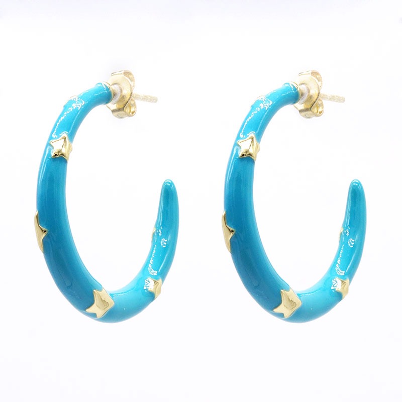 Star Enamel Hoop Earring - Alex Mika Jewelry