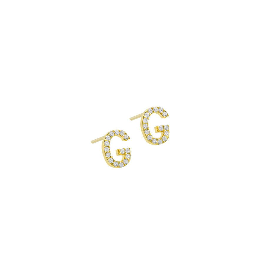 CZ Stone Initial Stud Earring - Alex Mika Jewelry