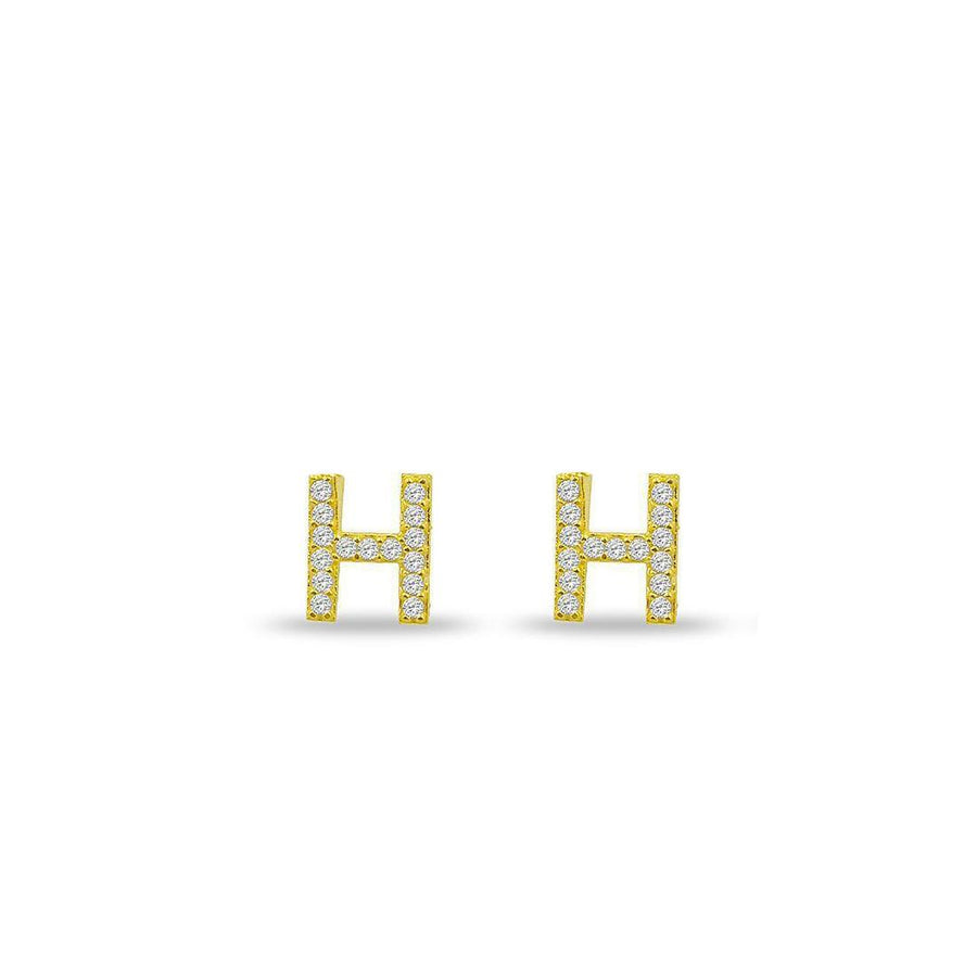CZ Stone Initial Stud Earring - Alex Mika Jewelry