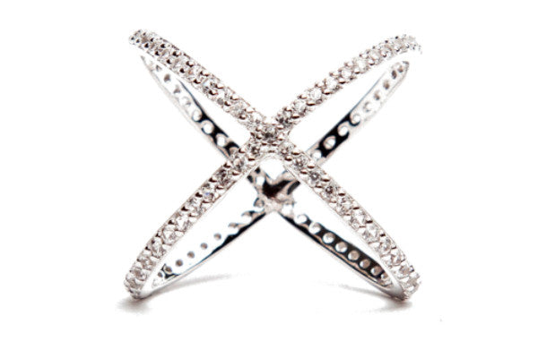 Criss Cross Ring - White Gold Ring - Alex Mika Jewelry