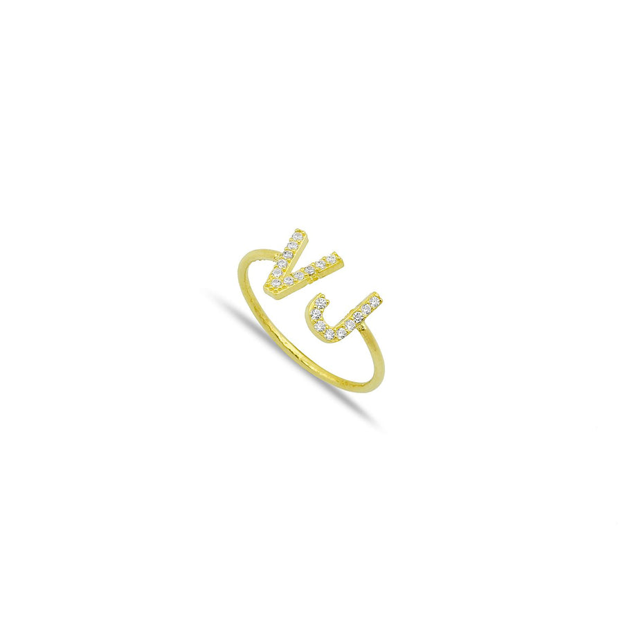Pavé Double Initial Ring Ring - Alex Mika Jewelry