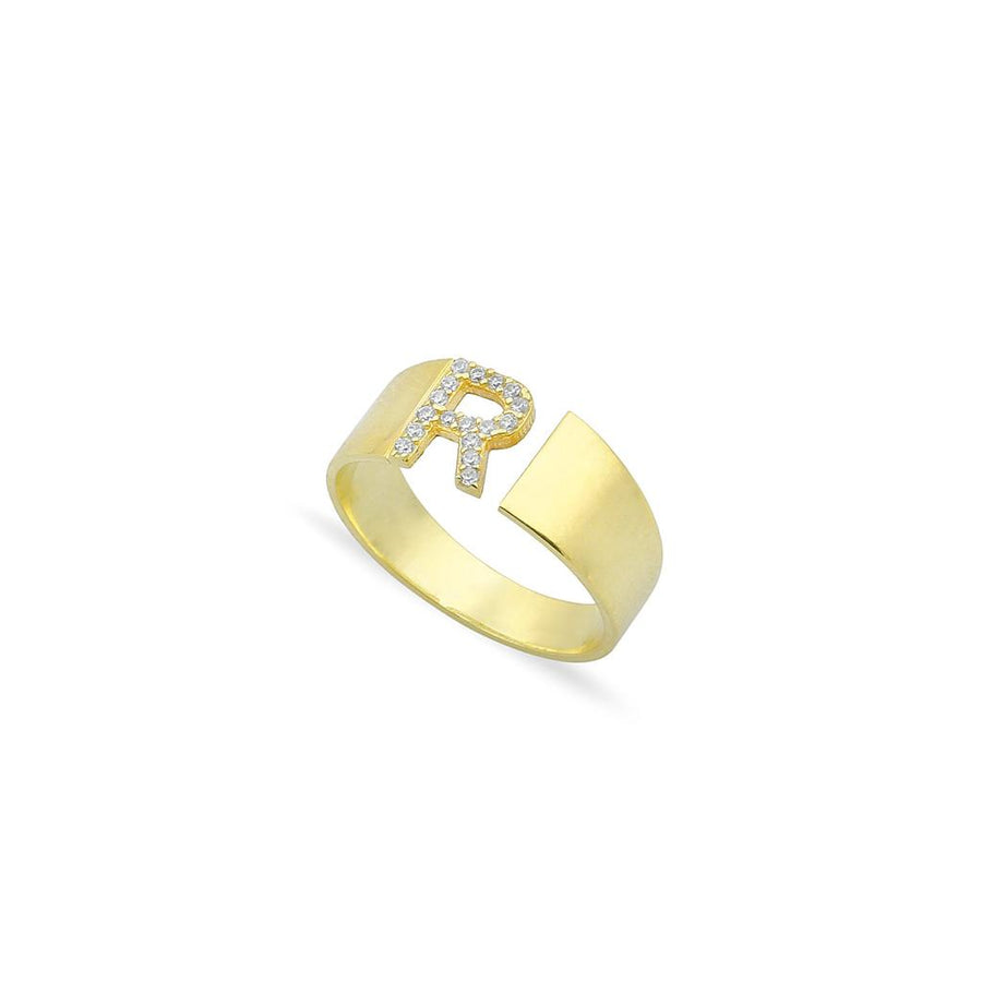 Adjustable Initial Thick Band Ring