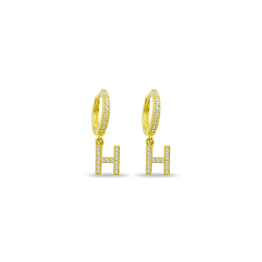 CZ Stone Initial Huggies Earring - Alex Mika Jewelry