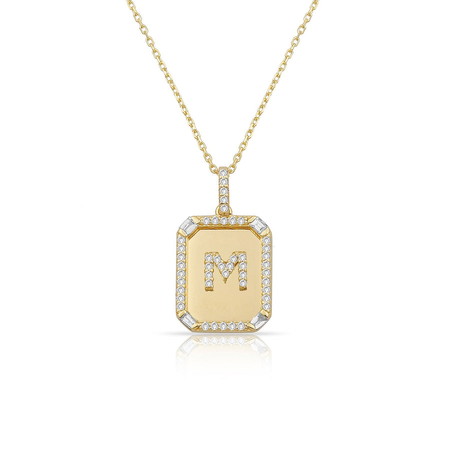 Diamond 14K Plate Initial Necklace – Alex Mika - Main Image