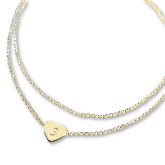 Layered Heart Initial Anklet