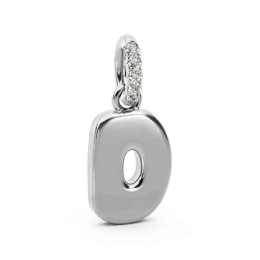 14K Diamond Bubble Initial Pendant