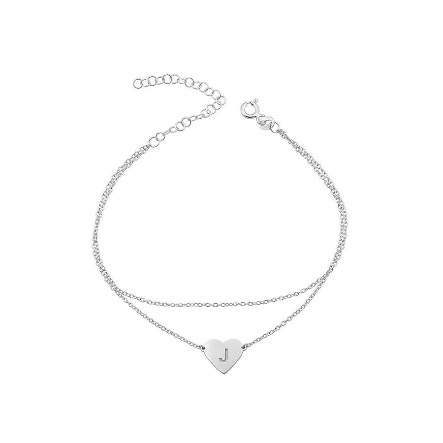 Layered Heart Initial Anklet Anklet - Alex Mika Jewelry
