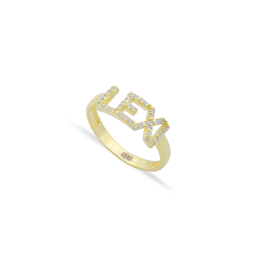 Pavé Block Letter Name Ring