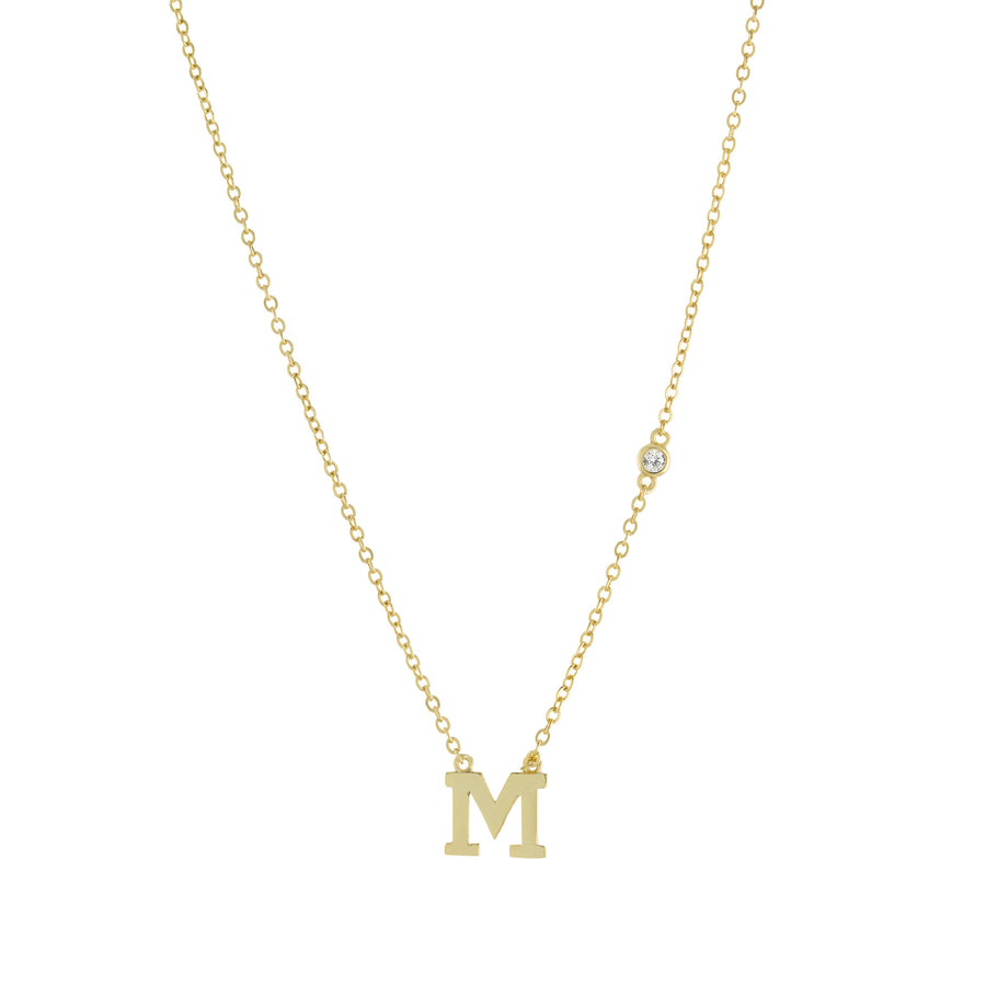 Bezel CZ Initial Necklace