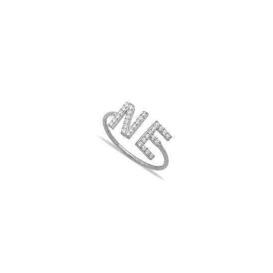 Pavé Double Initial Ring Ring - Alex Mika Jewelry