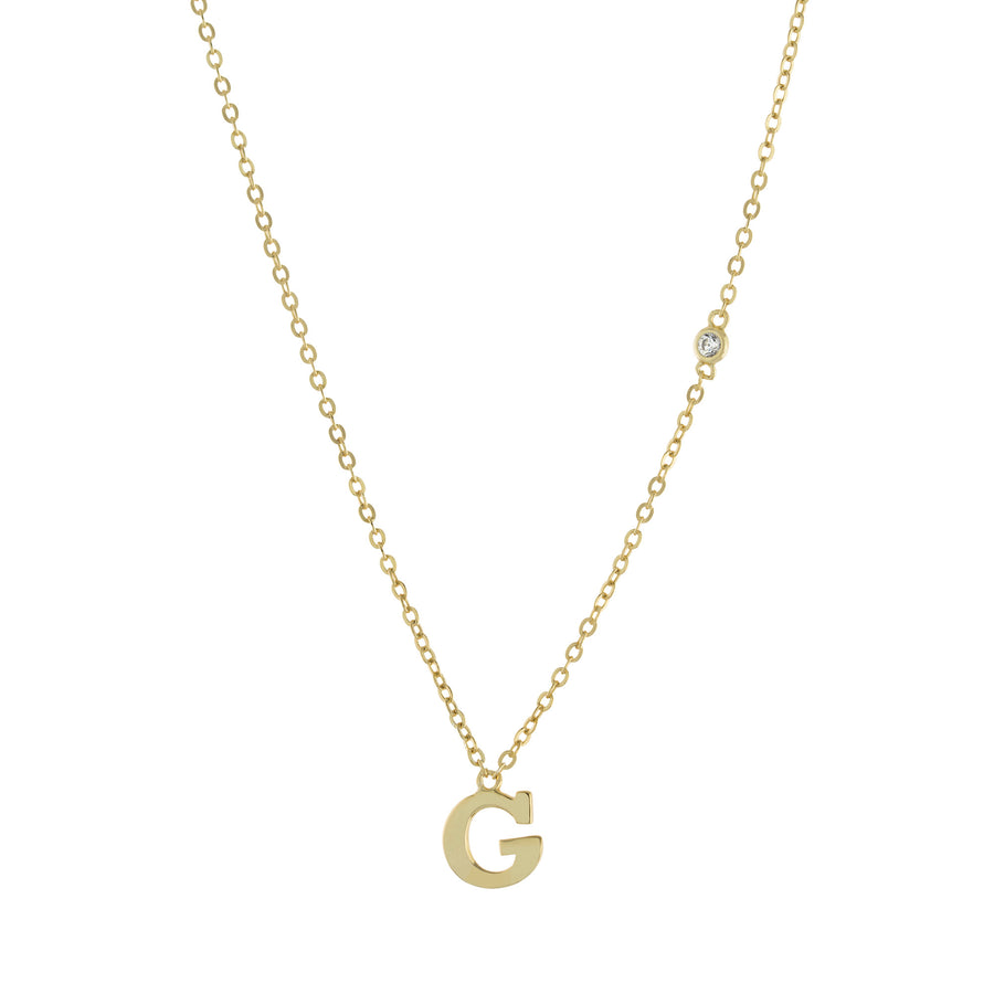 Bezel CZ Initial Necklace Necklace - Alex Mika Jewelry