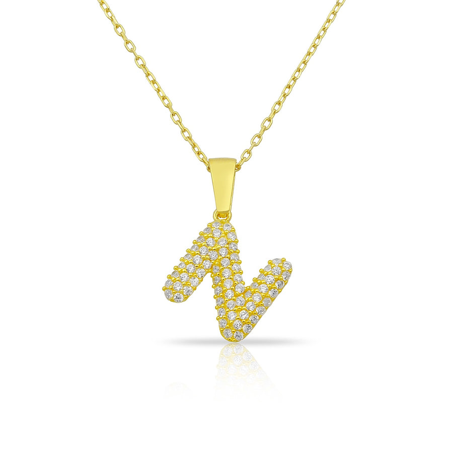 Bubble Letter Initial Necklace Necklace - Alex Mika Jewelry