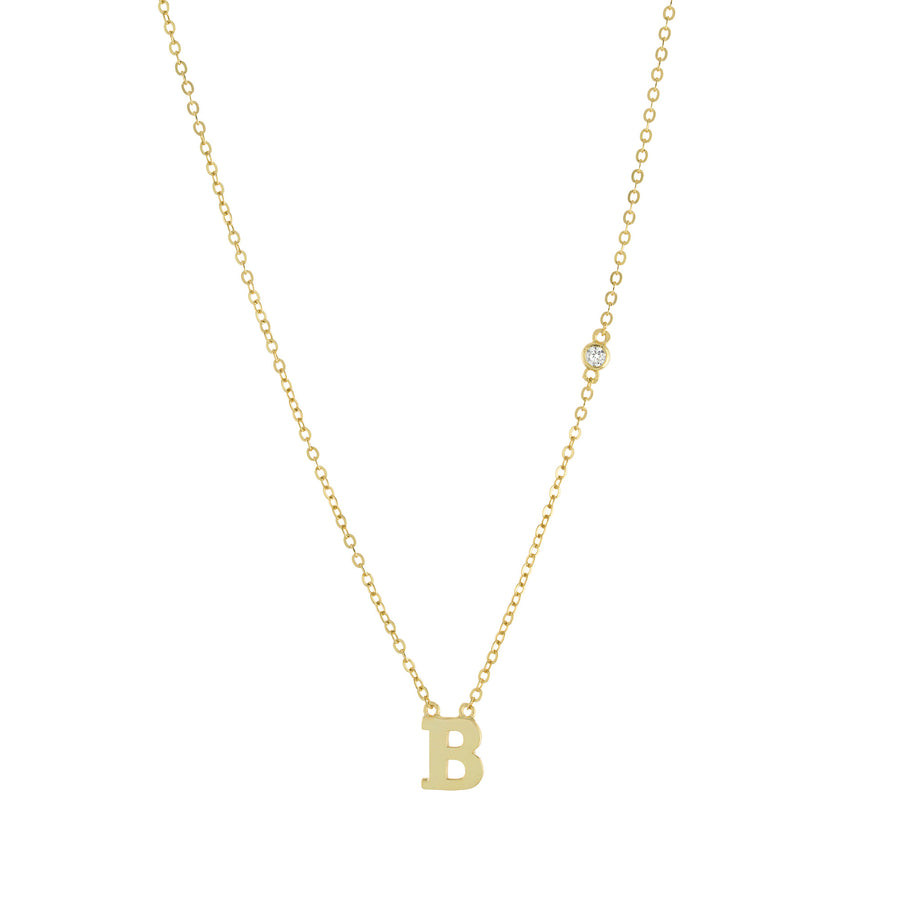Bezel CZ Initial Necklace Necklace - Alex Mika Jewelry