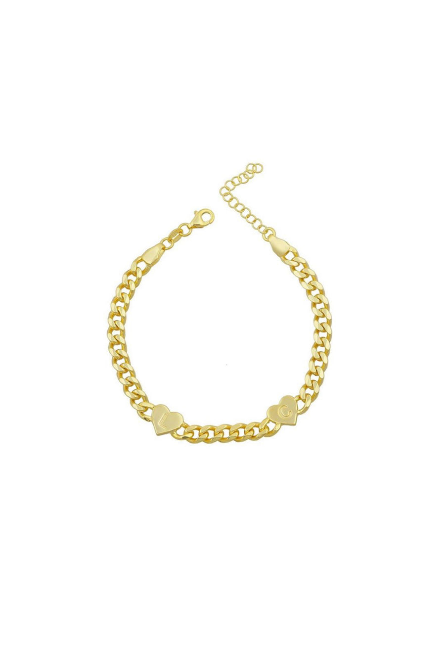 Link Initial Hearts Bracelet Bracelet - Alex Mika Jewelry