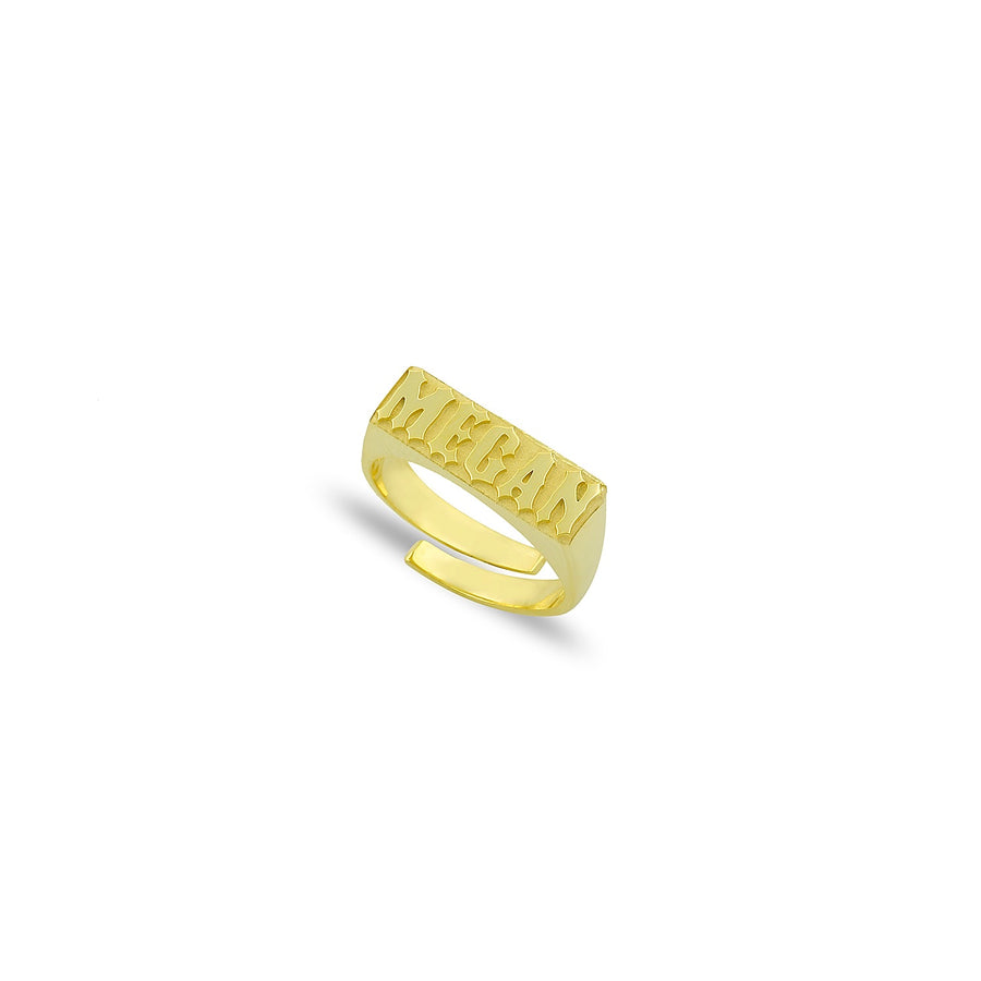 personalized Circle Block Monogram 3 Initials Ring Solid Gold Ring - Name  My Jewelry ™