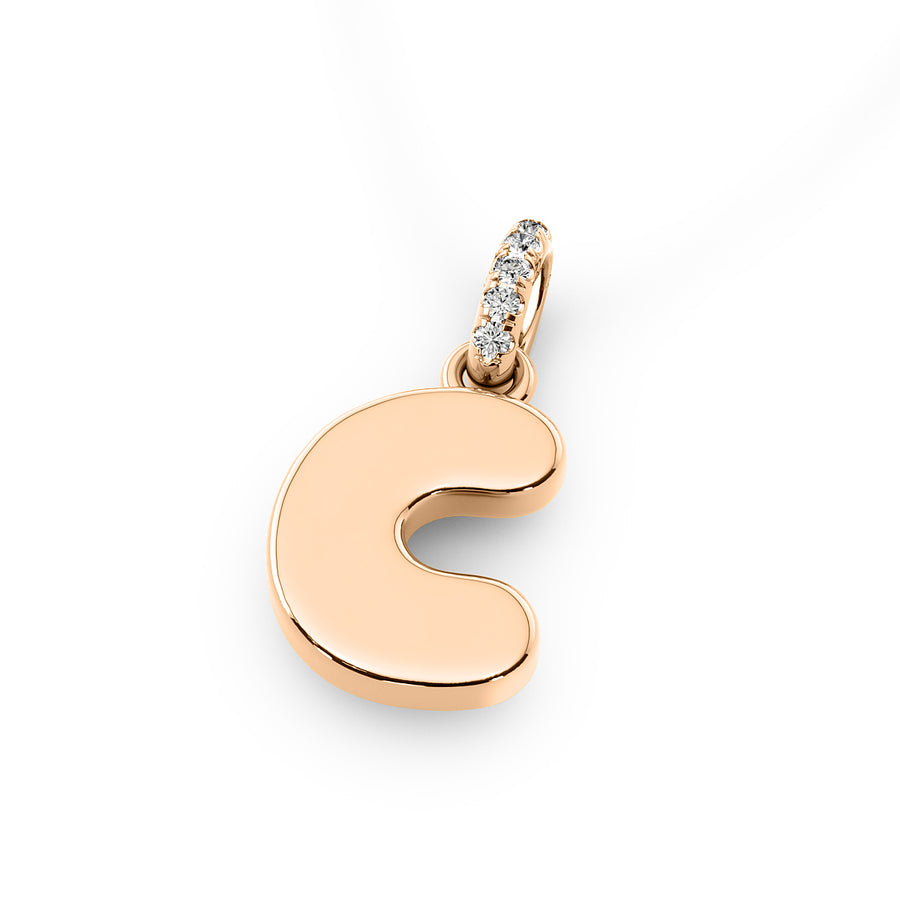 14K Diamond Bubble Initial Pendant