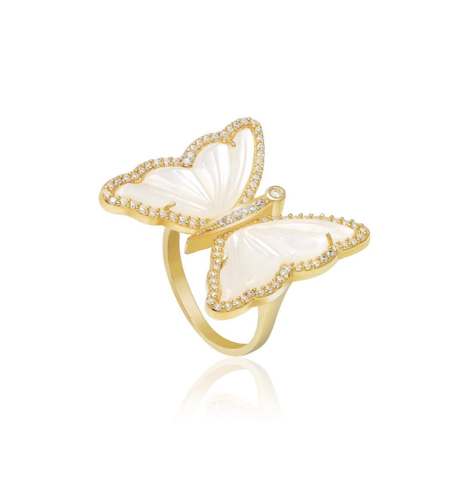 Mother of Pearl Butterfly Ring