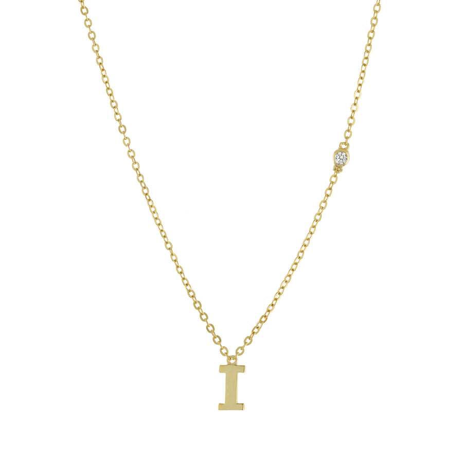 Bezel CZ Initial Necklace Necklace - Alex Mika Jewelry