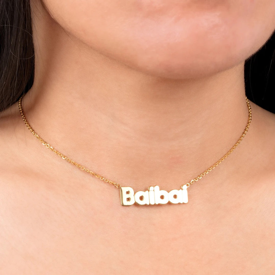 Smooth Bubble Letter Necklace Necklace - Alex Mika Jewelry