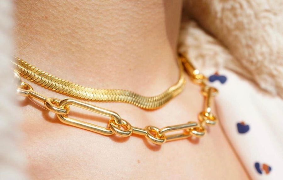 Double Circle Oval Link Necklace Necklace - Alex Mika Jewelry