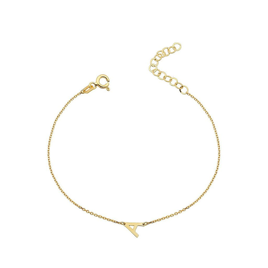 14k Initial Gold Bracelet Bracelet - Alex Mika Jewelry