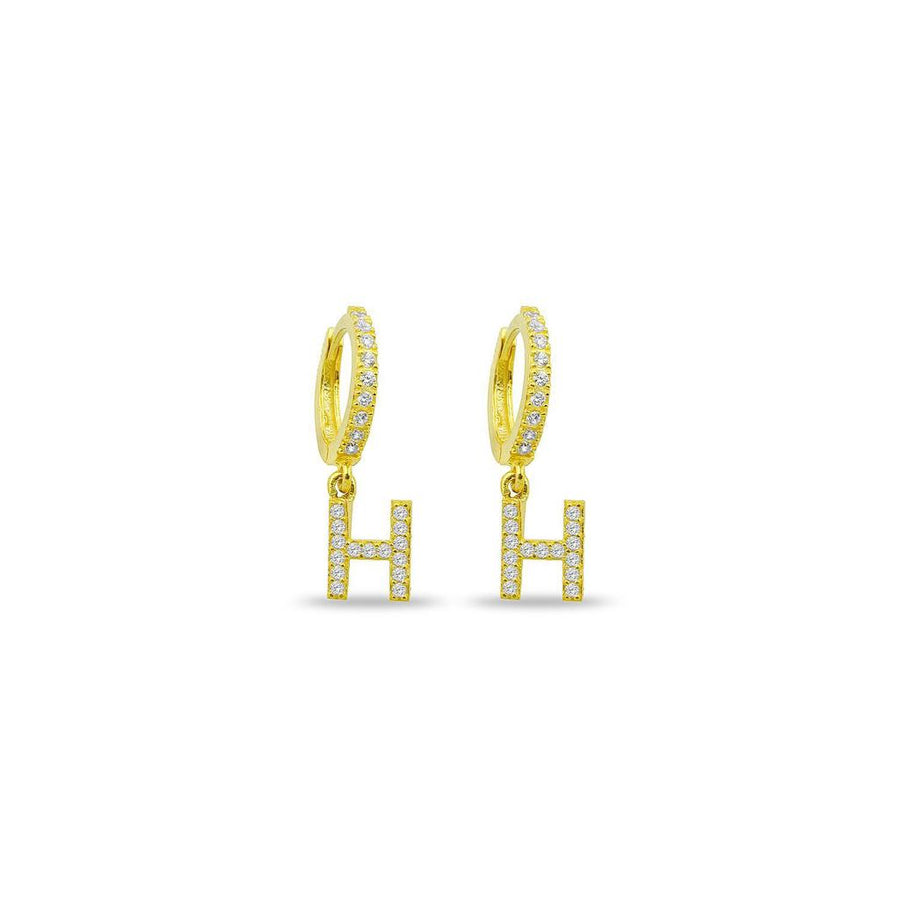 14K Diamond Initial Huggies Earring - Alex Mika Jewelry
