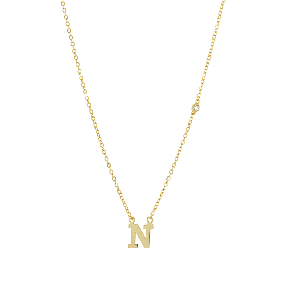 Bezel CZ Initial Necklace Necklace - Alex Mika Jewelry