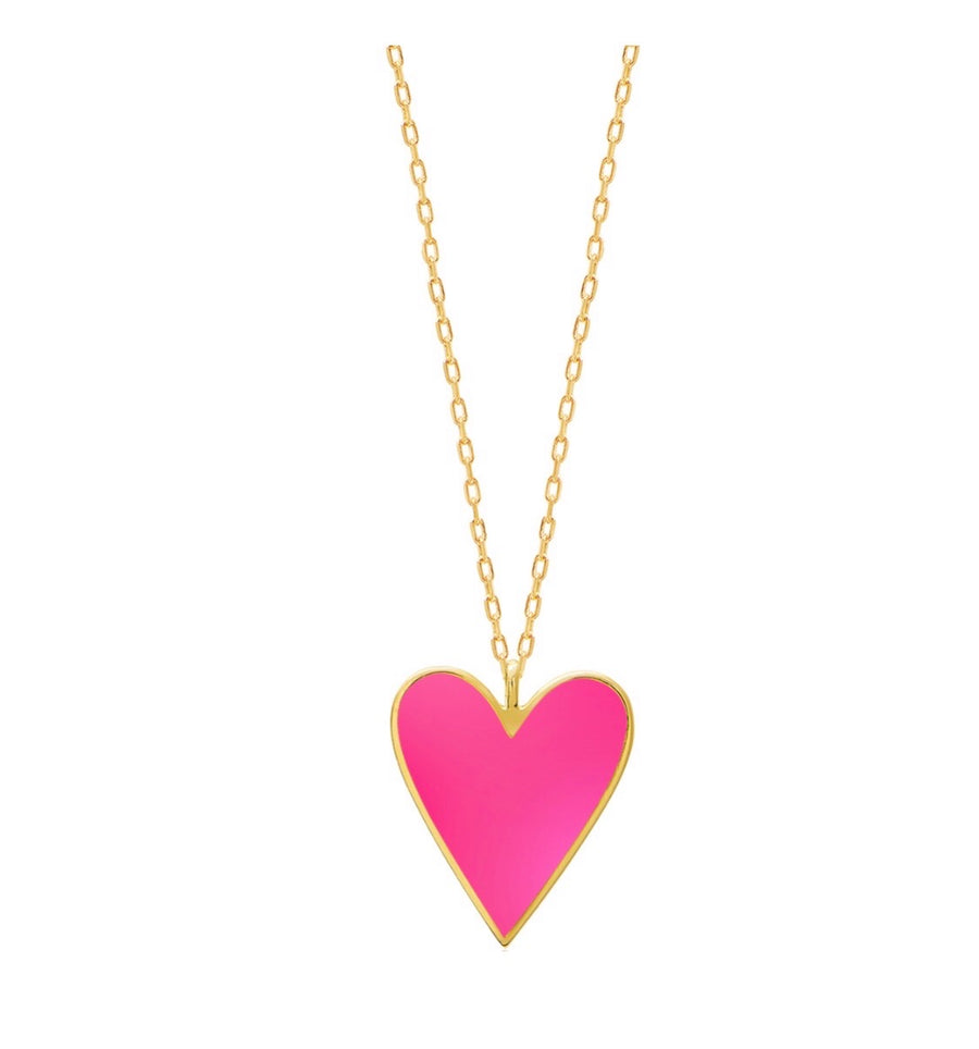 Neon Pink Heart Necklace