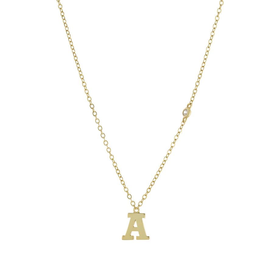 Bezel CZ Initial Necklace