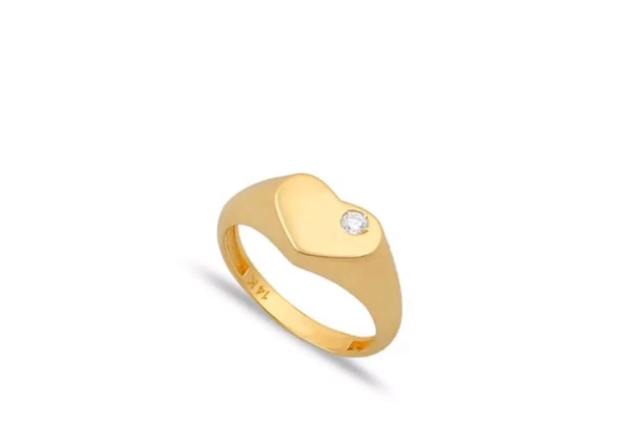 14k Diamond Pinky Signet Ring Ring - Alex Mika Jewelry