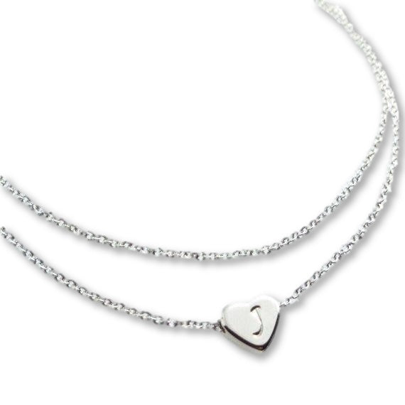 Layered Heart Initial Anklet