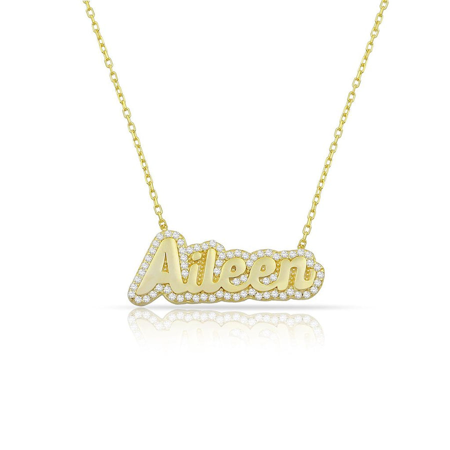NICOLE ROSE 14k GOLD Bubble Letter Necklace Designer Custom KHLOE  KARDASHIAN | eBay