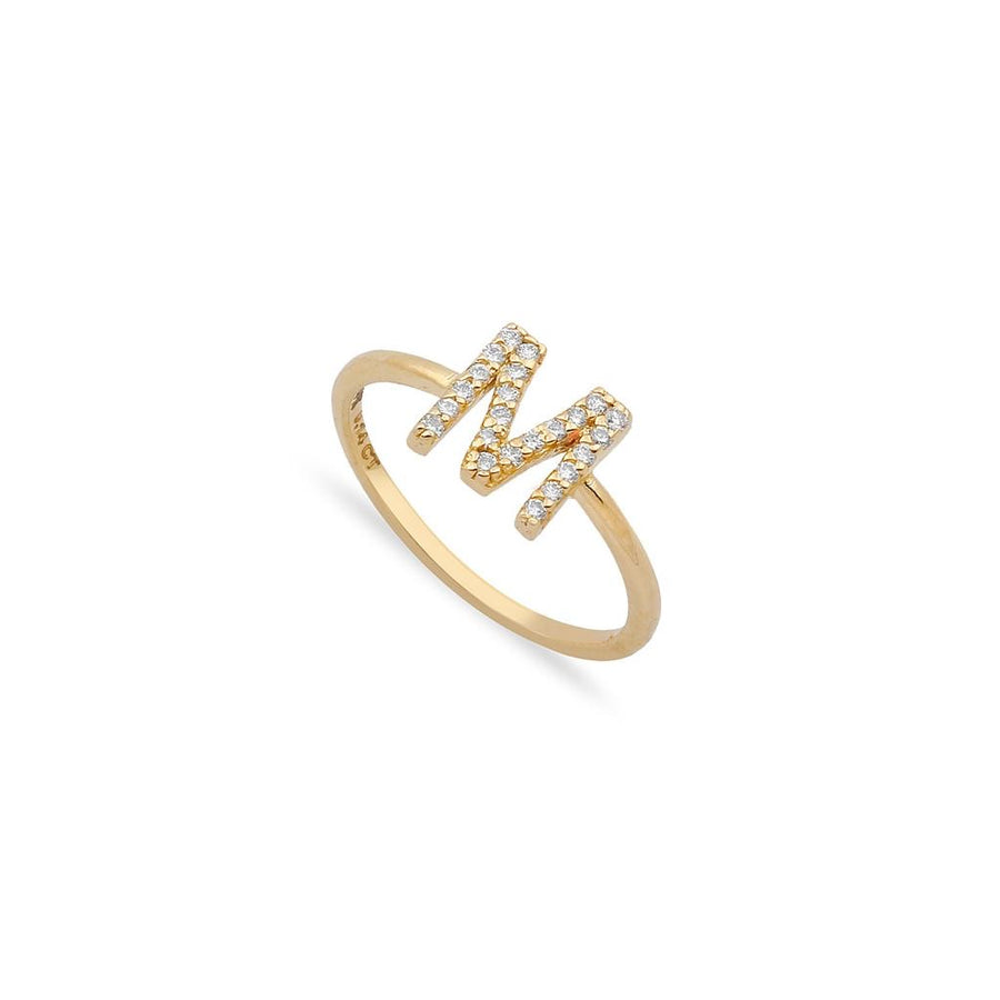 14K Diamond Initial Ring Ring - Alex Mika Jewelry