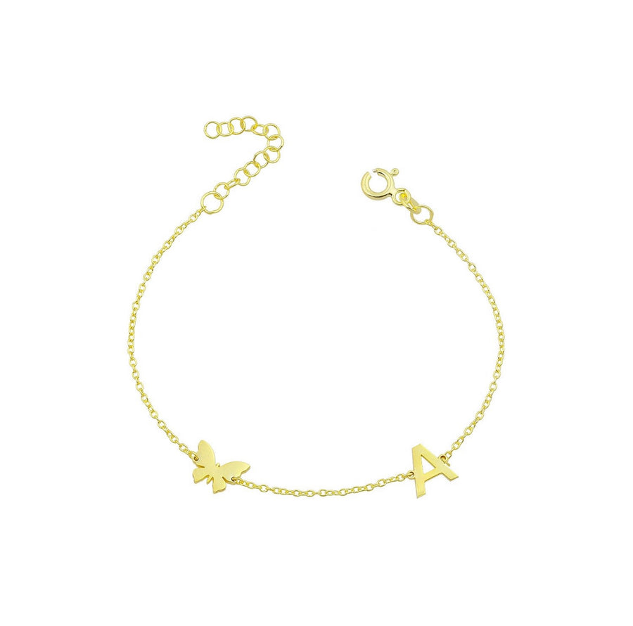 Initial Butterfly Bracelet Bracelet - Alex Mika Jewelry